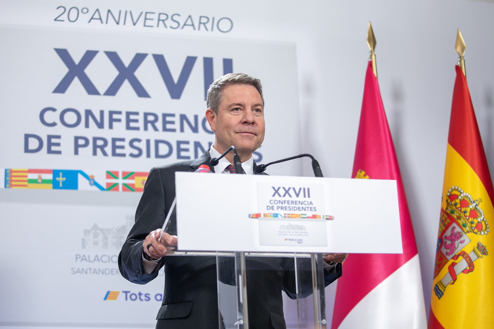 Emiliano García-Page tras la conferencia de presidentes en Santander.