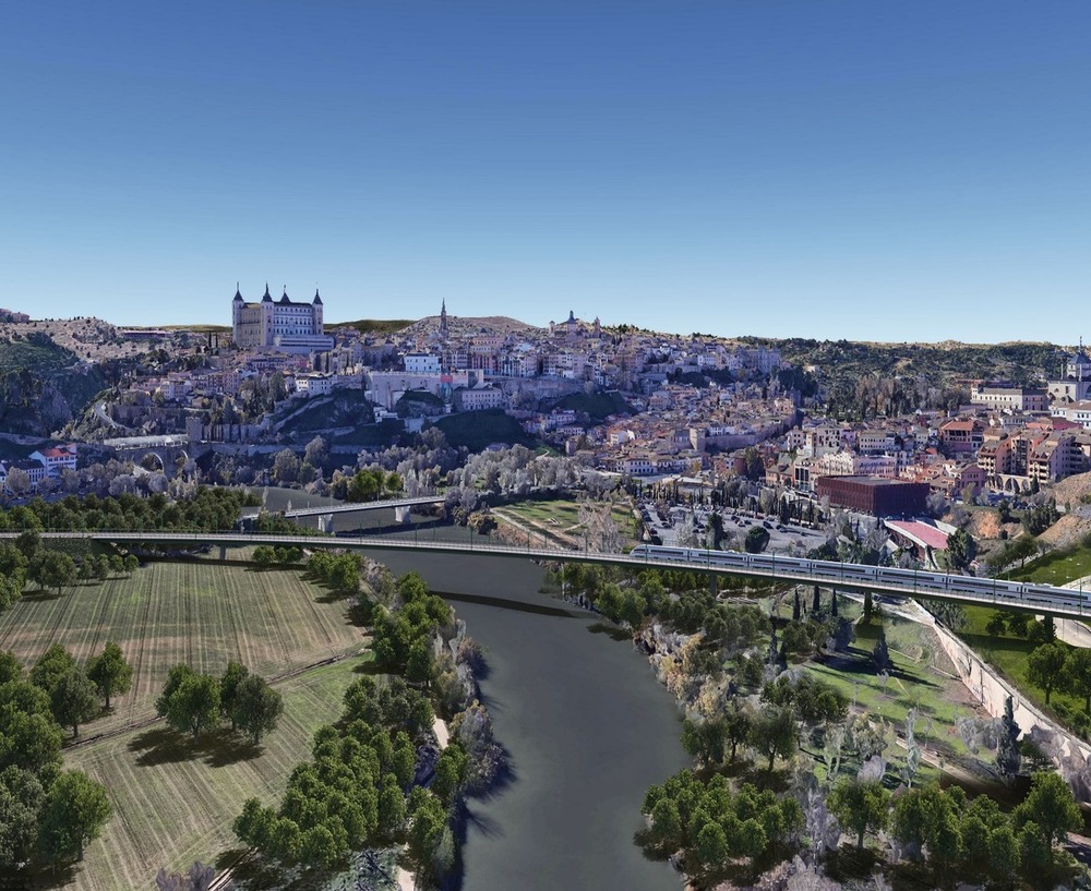 La opción 'Toledo Central' contempla un viaducto con impacto visual sobre la ciudad histórica.