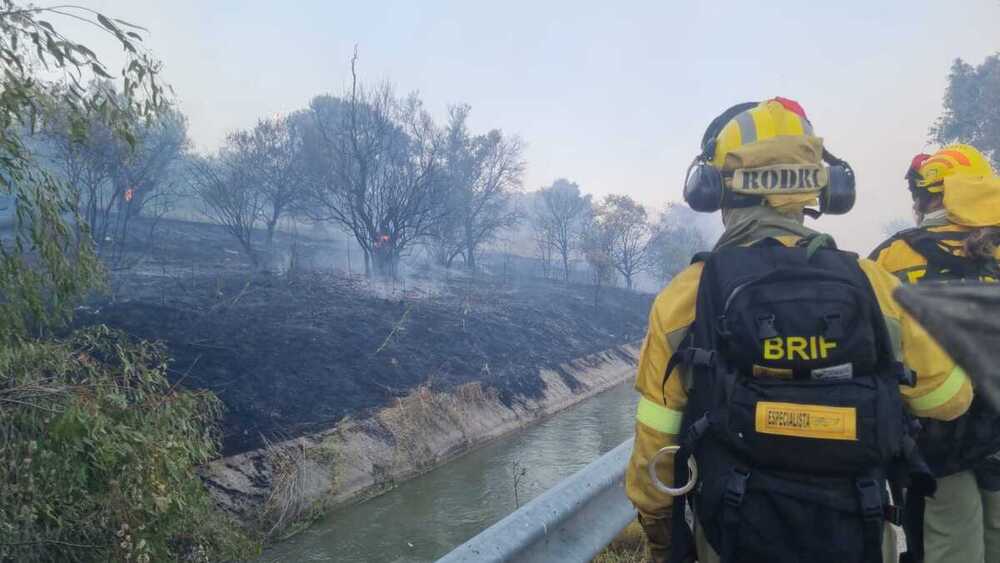 Más de 80 efectivos en la extinción de incendio en Torrehierro