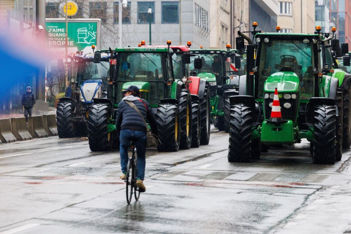 European farmers protest along side meeting of EU agriculture and fisheries ministers  / OLIVIER MATTHYS